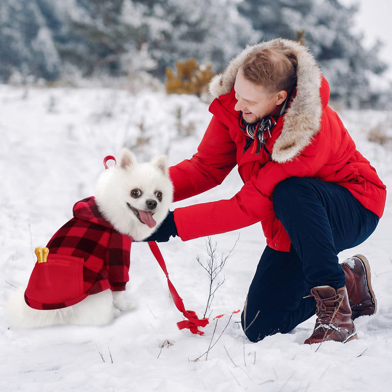 3 Pieces Plaid Dog Hoodie Pet Clothes Sweaters with Hat and Pocket Christmas Classic Plaid Small Medium Dogs Winter Clothing Warm Pet Fleece Hooded Coat Cold Weather Pet Clothes for Dogs and Cats X-Large - BeesActive Australia