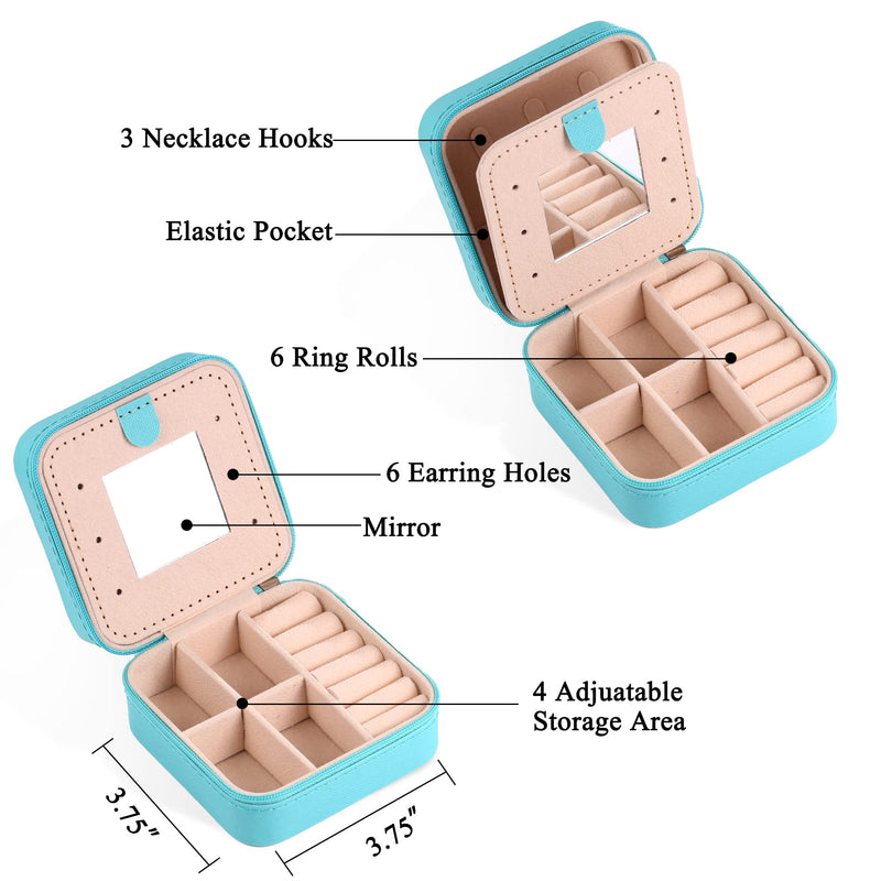 Yqljew Travel Jewelry Box for Women Girls, H Initial Jewelry Box | Small Jewelry Box | Travel Jewelry Box for Women | Travel Jewelry Case | Gifts for Women Girls | Travel Jewelry Organizer Blue - BeesActive Australia