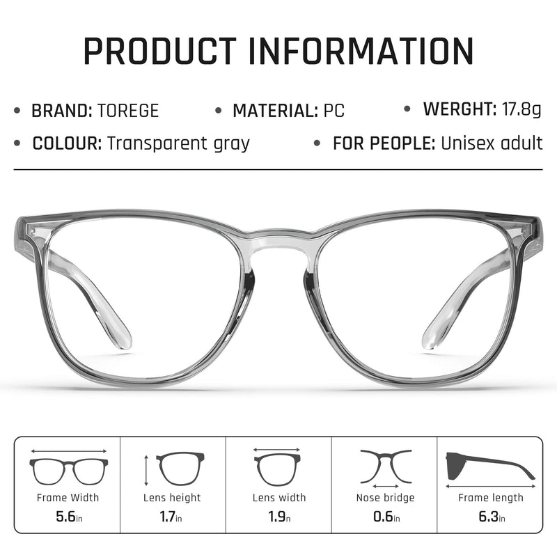 TOREGE Safety Glasses, Fashionable Eye Protection With Clear, Scratch Resistant Lenses, Great Safety Goggles For Men & Women (Square frame) Square Frame - BeesActive Australia