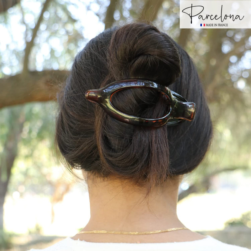 Parcelona France Wide Beak Celluloid Tortoise Shell Side Slide-in Claw Hair Clip Clamp Clutcher (Shell) - BeesActive Australia