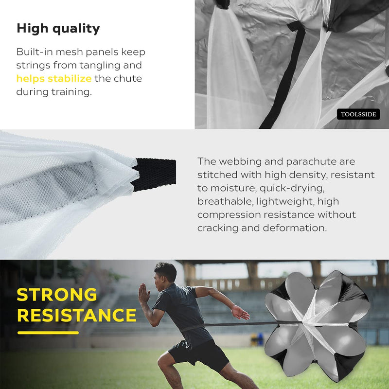 TOOLSSIDE Speed Parachute for Speed Training 48" - Running Speed Chute - Still Cool Running Speed Training for Kids Youth and Adults - Speed Chute Comes Complete with a Carrying Bag - BeesActive Australia