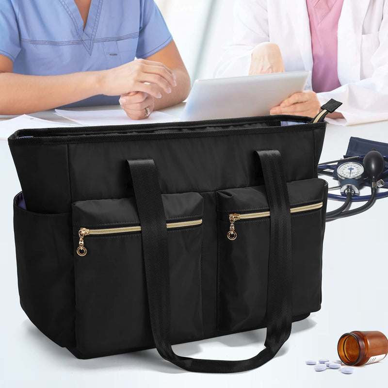 Damero Nurse Tote Bag, Nurse Work Bag with Laptop Sleeve and Pockets for Nursing Students, Medical Supplies and More, Black - BeesActive Australia