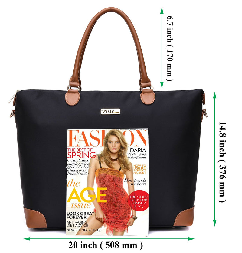 NNEE Large Oversized Water Resistance Nylon Tote Bag With Multiple Pocket Design - Black 2 - BeesActive Australia