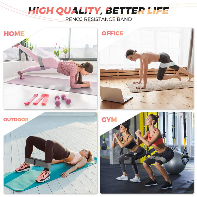 Renoj Resistance Bands for Working Out, Exercise Bands Workout, 3 Booty Bands for Women Legs and Glutes, Pilates Flexbands, Yoga Starter Set Blacks - BeesActive Australia