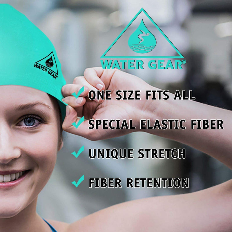 Water Gear Latex Adult Swim Cap - Durable and Flexible Unisex Non-Waterproof - Great for Short and Long Hair - Improve Your Performance - Triathlon Swimmers and Athletes LIGHT BLUE - BeesActive Australia