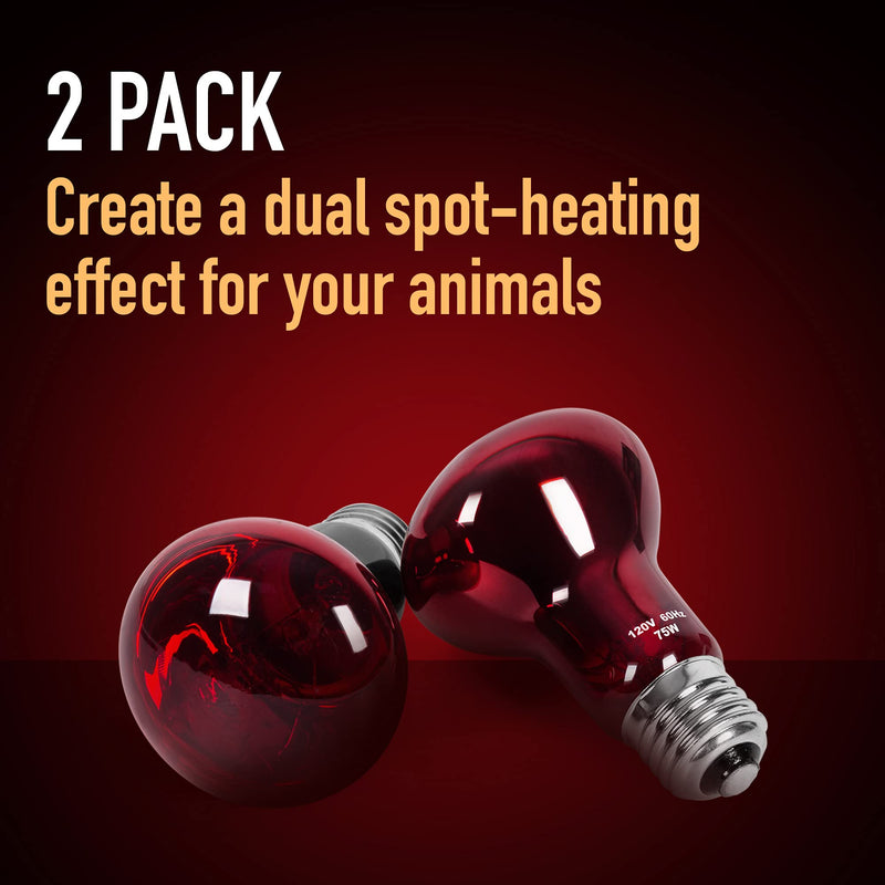 [2-Pack]‌ ‌75‌ ‌Watt‌ ‌Infrared‌ ‌Heat‌ ‌Lamp Bulb‌ ‌for‌ ‌Reptiles‌ ‌-‌ ‌‌ Keeps‌ ‌Your‌ ‌Animals‌ ‌Warm‌ ‌-‌ ‌Red‌ ‌Heat‌ ‌Lamp‌ ‌Bulb‌ ‌Compatible‌ ‌with‌ ‌a‌ ‌Variety‌ ‌of‌ ‌Enclosures‌ - BeesActive Australia