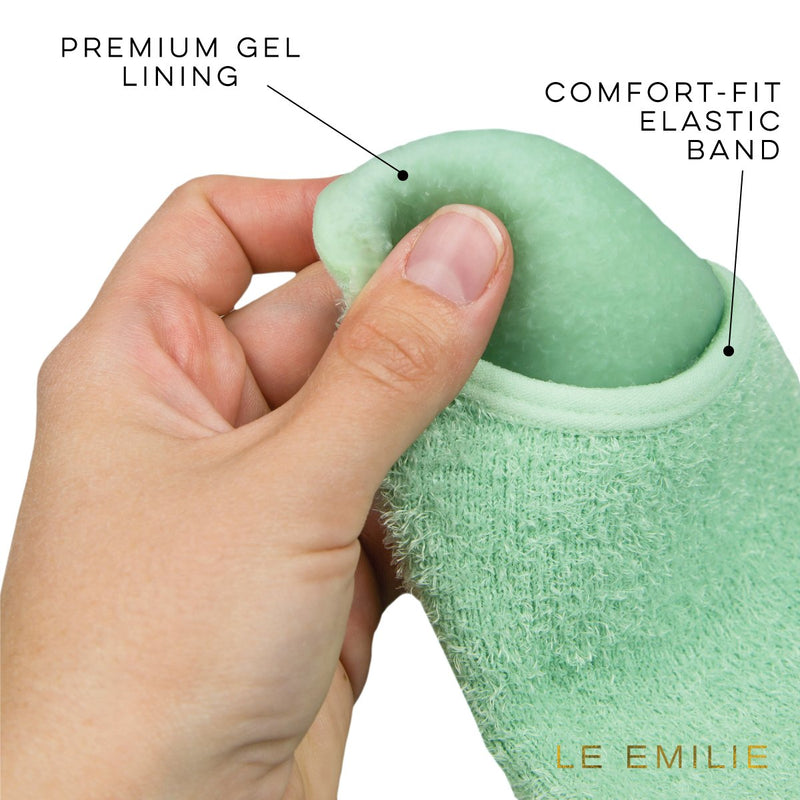 LE EMILIE 5 Toe Moisturizing Gel Socks | Perfect for Healing Dry Cracked Heels and Feet | Infused with an Aromatherapy Blend of Lavender and Jojoba Oil | 1 Pair, Seafoam Green - BeesActive Australia