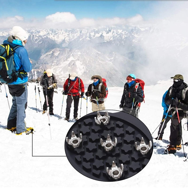 Ice Cleats,Universal Ice Fishing Gear Crampons Shoe Traction Cleats Anti Slip Snow Grips Non-Slip Gripper Over Shoe Boot Rubber Crampons with 5 Steel Studs Crampon - BeesActive Australia