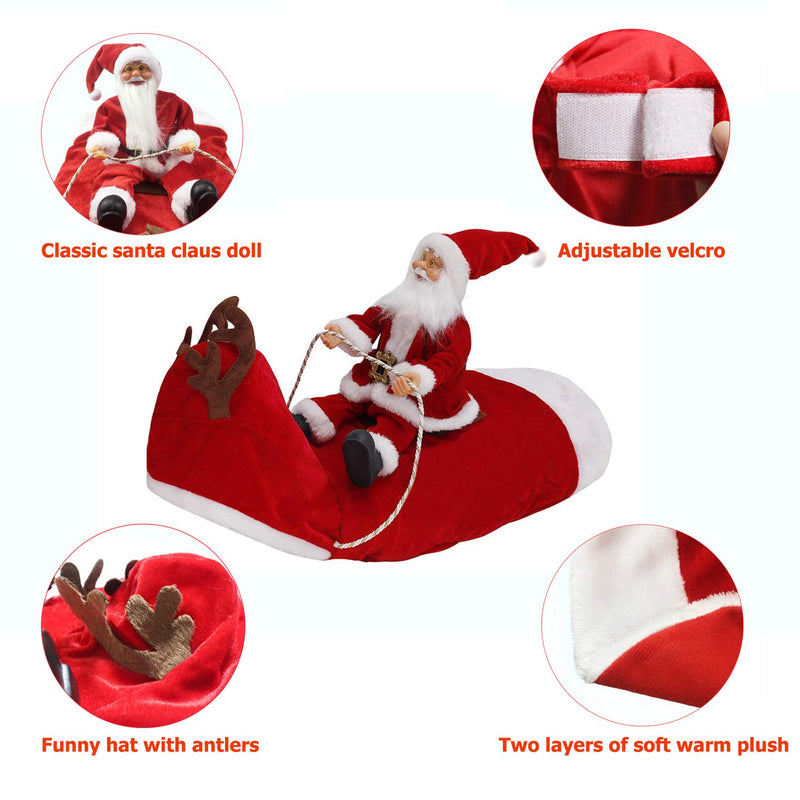 BWOGUE Santa Dog Costume Christmas Pet Clothes Santa Claus Riding Pet Cosplay Costumes Party Dressing up Dogs Cats Outfit for Small Medium Large Dogs Cats XXL(Neck:20.4-25.6'' Chest:24-32.3") - BeesActive Australia