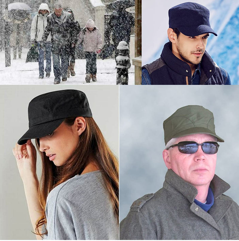 XXL Oversize Woolen Flat Top Army Cap,Closed Back Warm Winter Cadet Hat for Big Heads,Large Military Fleece Sports Hats Gray-checked XX-Large - BeesActive Australia