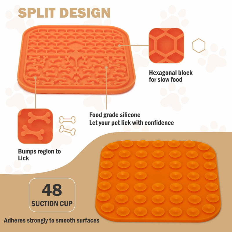 Lick Mat for Dogs Slow Feeder Licking Mat Anxiety Relief Lick Pad with Suction Cups for Peanut Butter Food Treats Yogurt, Pets Bathing Grooming Training Calming Mat 2 Pieces - BeesActive Australia