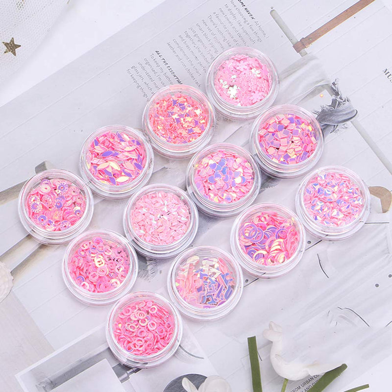 GOTONE 48 Boxes Nail Sequins, Mix Shaped Holoqraphic Paillette Iridescent Manicure Make Up DIY Decoration for Face Body Cellphone Case Style2 - BeesActive Australia