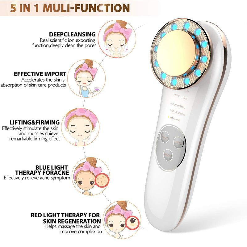 Face Massager, Skin Care Tools 7 in 1 Facial Machine Skin Care for Face Neck (Gold) Gold - BeesActive Australia