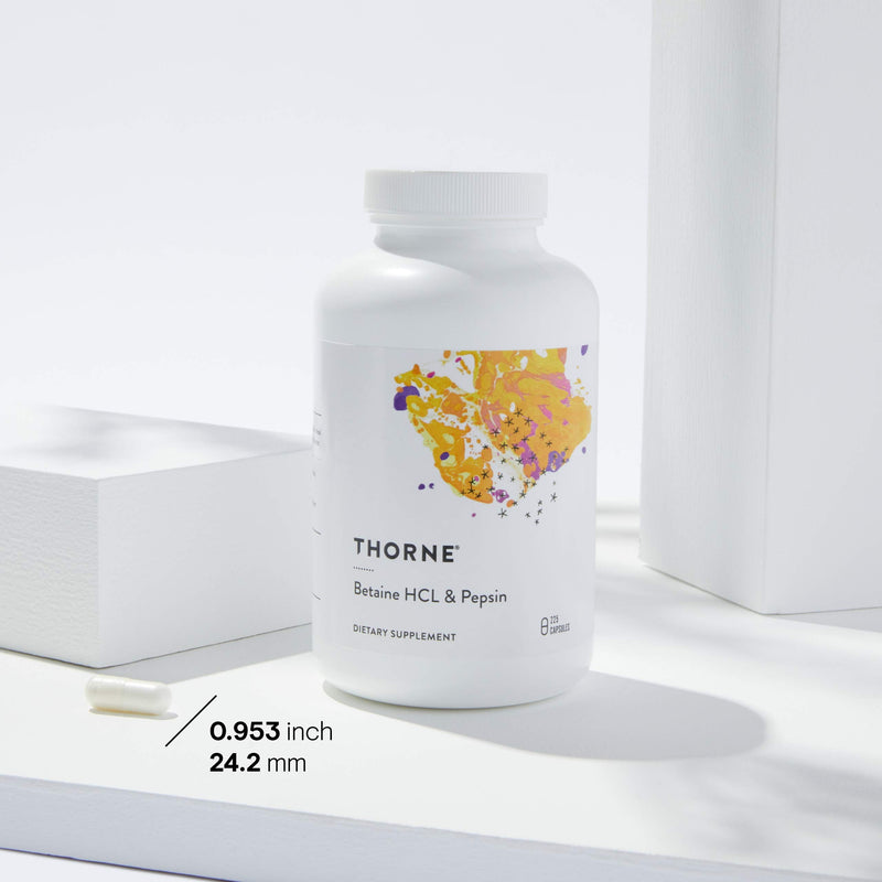 Thorne Betaine HCL & Pepsin - Digestive Enzymes for Protein Breakdown and Absorption - 225 Capsules - BeesActive Australia
