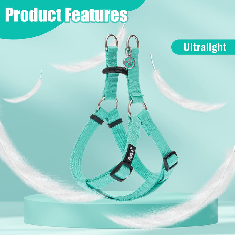 PUPTECK No Pull Dog Harness Soft Adjustable Basic Nylon Step in Puppy Vest Outdoor Walking with ID Tag Small Light Green - BeesActive Australia