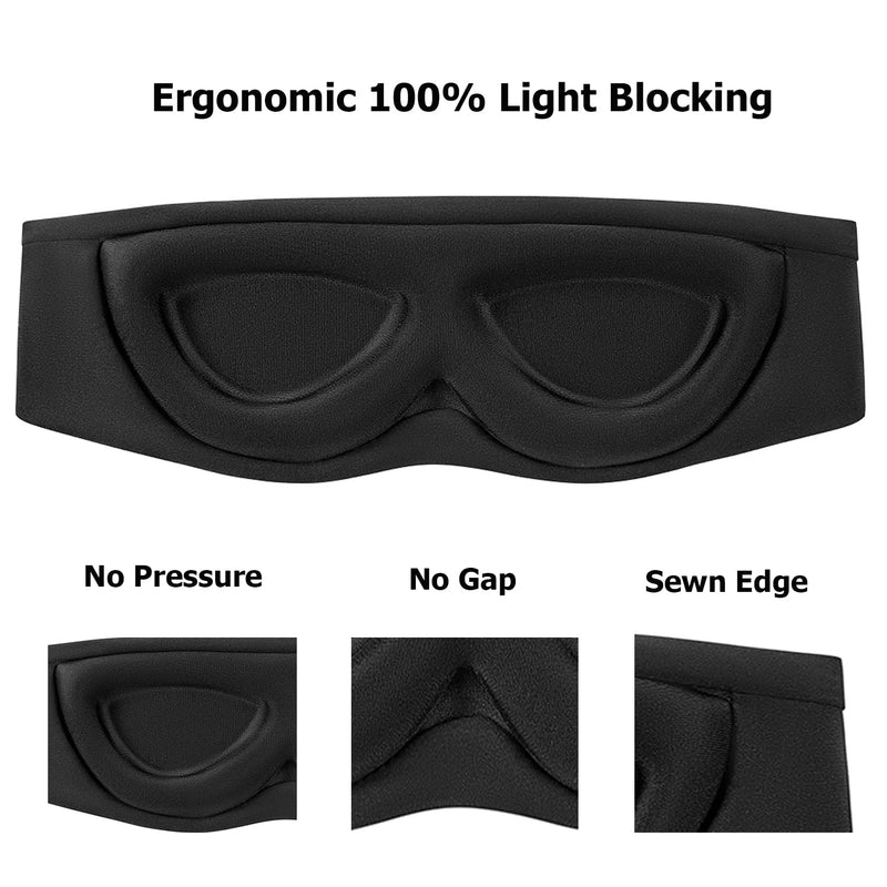ALASKA BEAR Sleep Mask for Side Sleepers Best Contoured Eye Mask for All Sleeping Positions Men and Women 100% Blackout Cover Cool Blindfold Most Comfy Headband Style, Machine Washable Black - BeesActive Australia