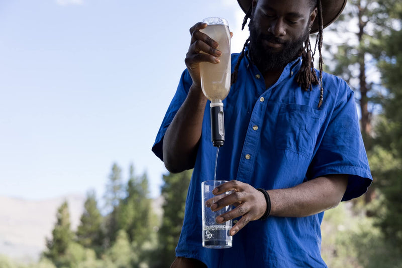 LifeStraw Peak Series - Collapsible Squeeze Bottle Water Filter System - 1L for Trail Running, Camping, Hiking, Travel, Cycling, and Fishing; Dark Mountain Gray - BeesActive Australia