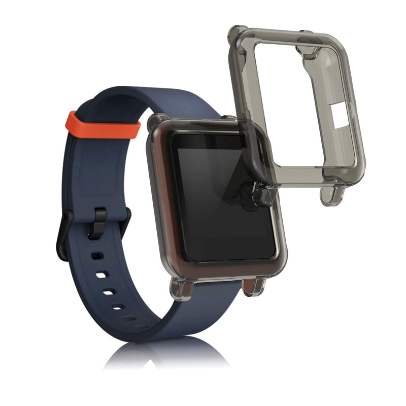 kwmobile 2-Pack Fitness Tracker Frame Compatible with Huami Amazfit Bip S/Bip S Lite - Case Sport Tracker TPU Silicone Cover - Black/Transparent black / transparent - BeesActive Australia