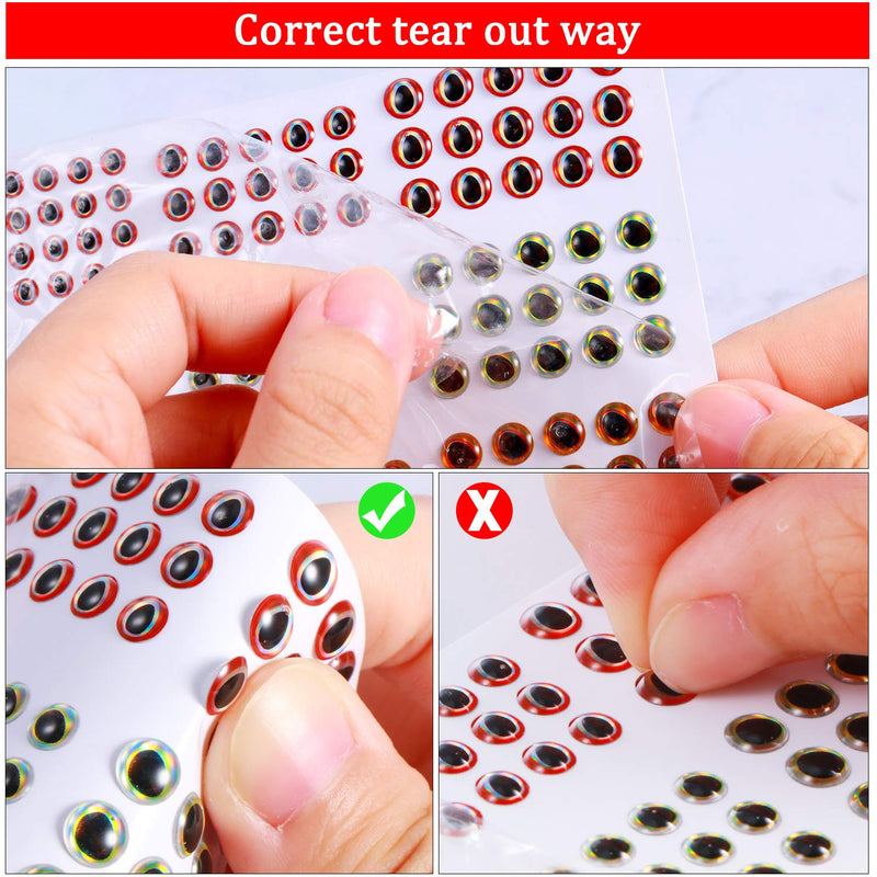 Gejoy 1242 Pieces 3D 4D Fishing Eyes Oval Fishing Lure Eyes Realistic Fishing Eye for Making Fishing Bait Fly Tying Streamers Lures Crafts (6 Sizes: 3 mm/ 4 mm/ 5 mm/ 6 mm/ 8 mm/ 10 mm) - BeesActive Australia
