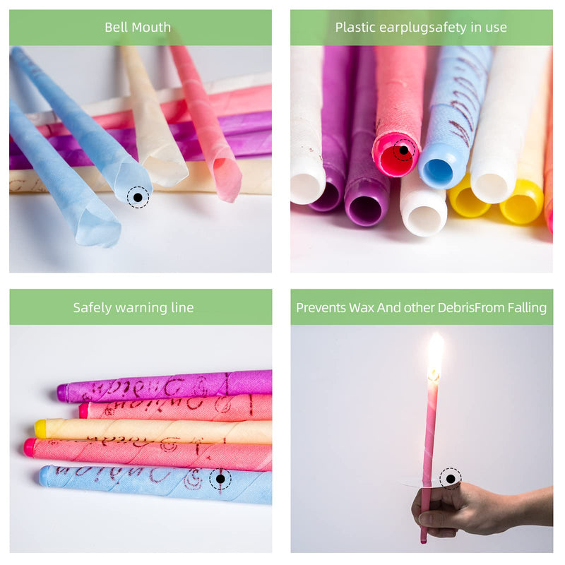 Ear candles,16pcs All Natural Hopi Ear candles Beeswax Candling Cones,Lindastas Ear wax candles,100% Non-Toxic Cylinders Fragrance Hollow Cone Candles with(8 Colours)+8 Protective Disks+30 Cotton Swab - BeesActive Australia