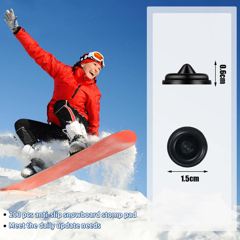 200 Pcs 3D Silicone Snowboard Stomp Pads Black Spike Stomp Pads High Viscosity Snowboard Pads Adhesive Stomp Mat Anti Slip Anti Collision Snowboard Studs Providing Extra Grip Traction for Snowboarding - BeesActive Australia