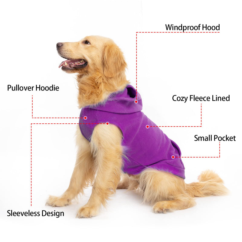EXPAWLORER Fleece Basic Dog Hoodie with Pocket, Soft and Warm Dog Sweater with Leash Hole or O-Ring, Dog Cold Weather Clothes, Winter Coat for S-XXL Dogs XX-Large(Pack of 1) Purple - BeesActive Australia