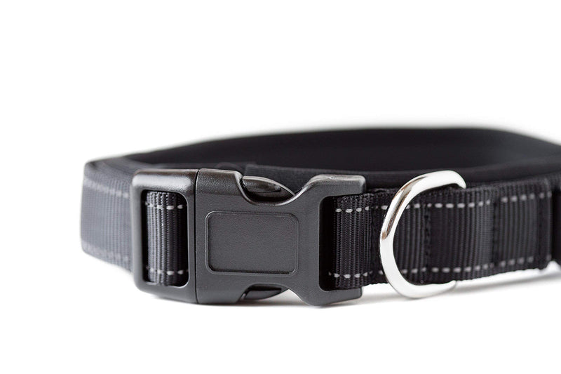 Mighty Paw Neoprene Padded Dog Collar, Reflective Running Dog Collar, Premium Quality Sports Collar, Extra Comfort for Active Dogs Black- Large - BeesActive Australia