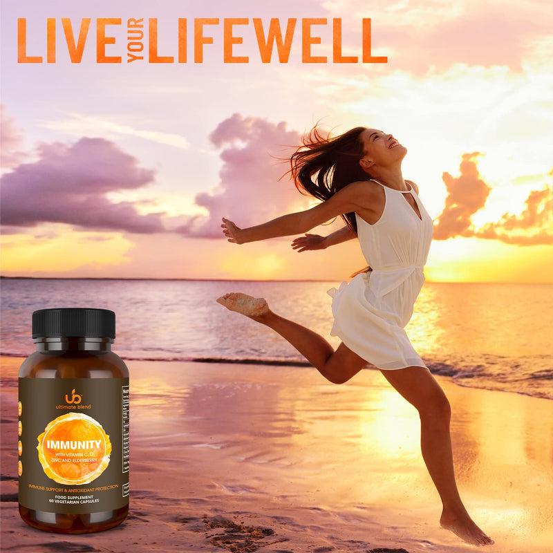 Ultimate Blend | Immunity with Vitamin C, D, Zinc and Elderberry | Immune Support & Antioxidant | Vegan, Gluten Free | Boosts Energy, Supports Immunity | For Healthy Hair, Skin, Bones � 60 Veggie Caps - BeesActive Australia