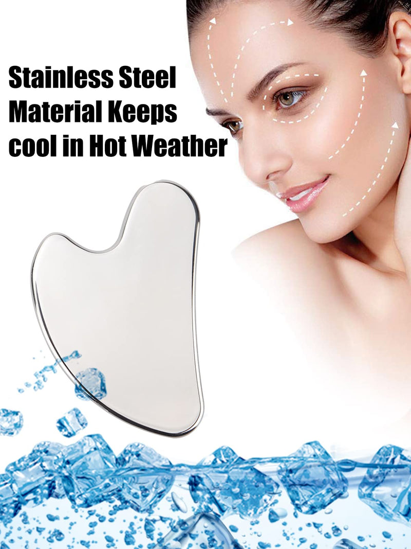 Deciniee Gua Sha Massage Tool,Stainless Steel Gua Sha Tools Gua Sha Facial Scraper for Slimmer Face and Contouring Heart Shaped - BeesActive Australia