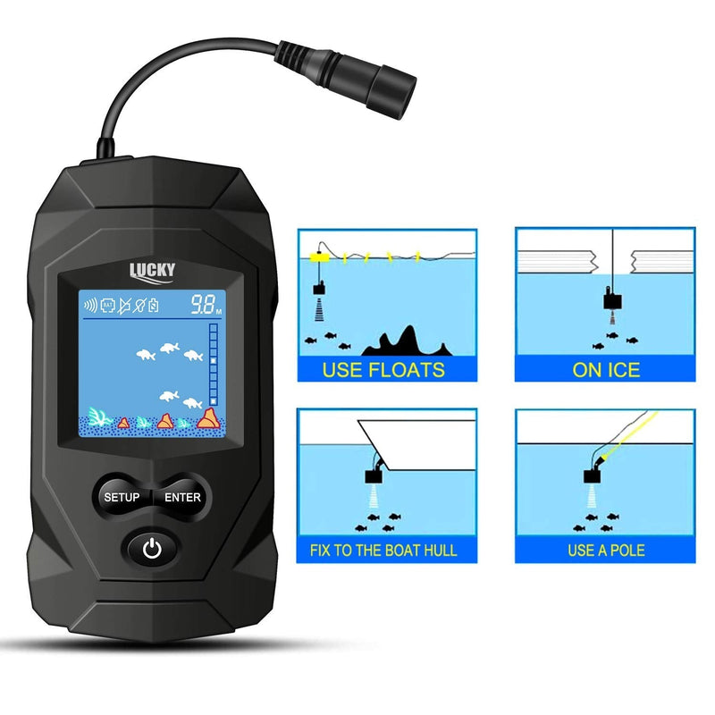 LUCKY Portable Fish Finders Wired Transducer Kayak Fish Finder Kit Portable Depth Finder LCD Display for Kayak Boat Ice Fishing - BeesActive Australia