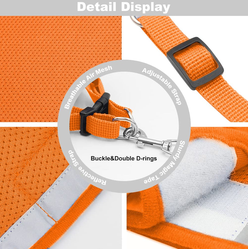 meioro No Pull Dog Harness,Reflective Adjustable Puppy Vest Harnesses with Leash Soft Padded Mesh,Lightweight Escape Proof Pet Harnesses for Small Medium Dog Cat Orange - BeesActive Australia