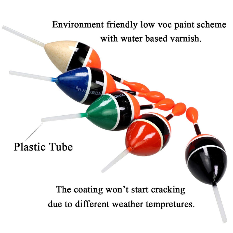 THKFISH Fishing Floats Bobbers Slide Floats Balsa Fishing Bobber Slip Bobbers for Crappie Panfish Trout Bass (1/2oz 2"x5.28") (1/6 1.6"x4.8") 5Pcs Black and Red 1/2 oz 2"x5.28" - 5Pcs - BeesActive Australia