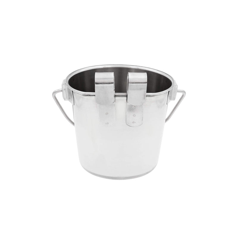 Fuzzy Puppy Flat Sided Pail with Dual Hooks, Snugly Fit On Dog, Cat and Critter Crates & Cages, Heavy Duty Stainless Steel 2-Quart - BeesActive Australia