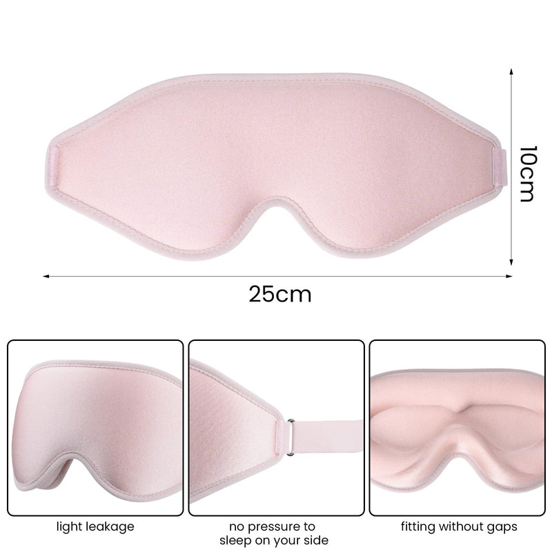 Sleep Eye Mask, 3D Contoured Sleep Mask Light Blocking Sleep Mask for Women and Men, Soft and Comfortable Night Eye Blinder, Suitable for Travel, Flight, Lunch Breaks, Sleeping, Meditation (Pink) Pink - BeesActive Australia