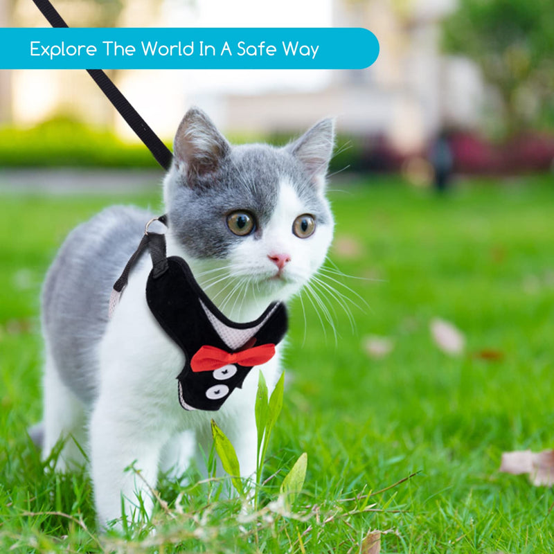 Small Dog Harness, Nobleza Cat Leash and Harness Set with Cute Bowtie & Adjustable Metal Clip, Breathable Air Mesh Walking Harness for Puppies, Kitties, Small Dogs, Cats M (Chest Girth: 14.9-18.1") - BeesActive Australia