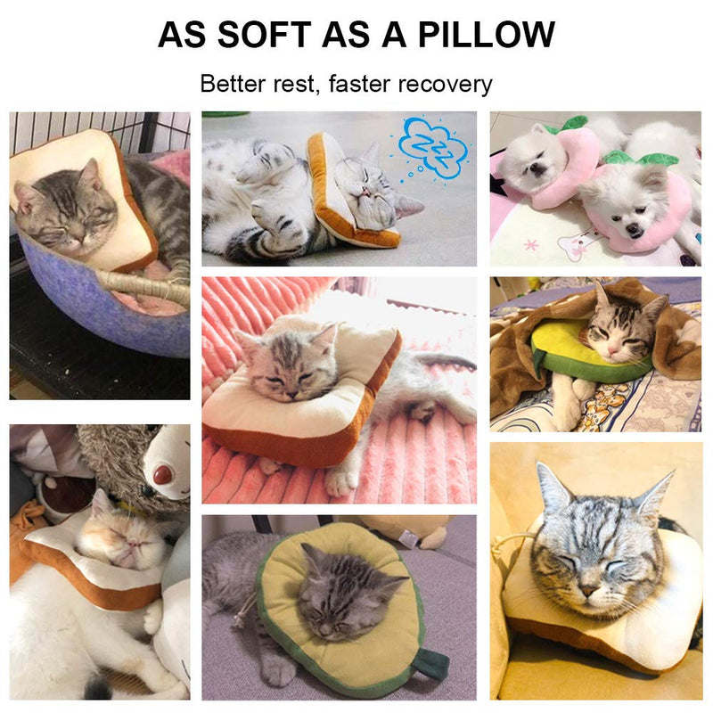 Amakunft Adjustable Cat Cone Collar Soft, Cat Recovery Collar, Cute E Collar for Cats After Surgery, Cat Neck Cones to Stop Licking for Cat/ Kitten/ Small Dog Toast - BeesActive Australia