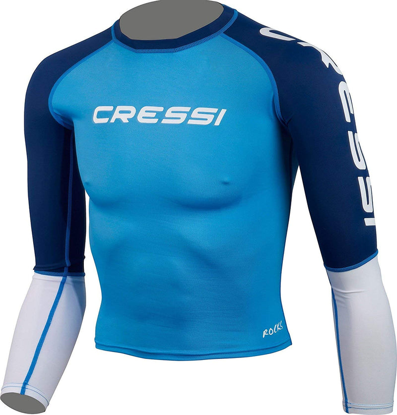 [AUSTRALIA] - Cressi YOUNG LONG SLEEVE RASH GUARD, Boys Girls Rash Guard for Swimming, Surfing, Diving - Cressi: Quality Since 1946 M (10/12 years) Blue 
