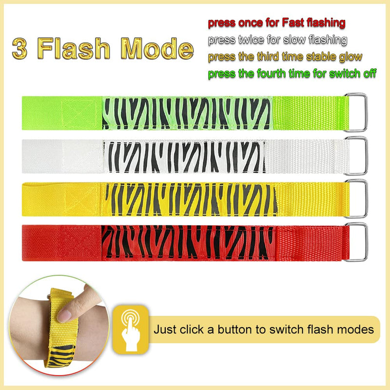 LED Armbands, LED Wristband Glow, Replaceable Battery - Party Glow Bands Toys, Sports Safety Reflective Running Gear in Dark Night for Outdoor Sports, Walking, Cycling, Camping, Jogging (4 pcs) - BeesActive Australia