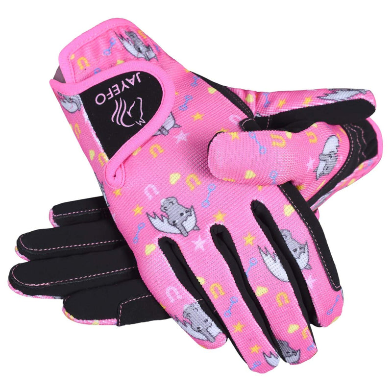 Jayefo Kids Equestrian Horse Riding Gloves Kids Youth Children Horseback Gardening Bike Outdoor Soccer Girls Riding Sports BLACK/PINK AGE 8-10 YEARS - BeesActive Australia