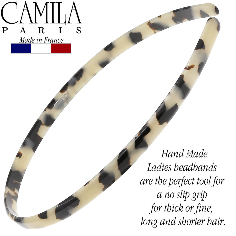 Camila Paris CP3470 French Headband for Women, Handmade White Tokyo, Strong Hold Grip Women's Hair Band, Ligth and Very Flexible, No Slip and Durable Styling Girls Hair Accessories, Made in France 0.30" - BeesActive Australia