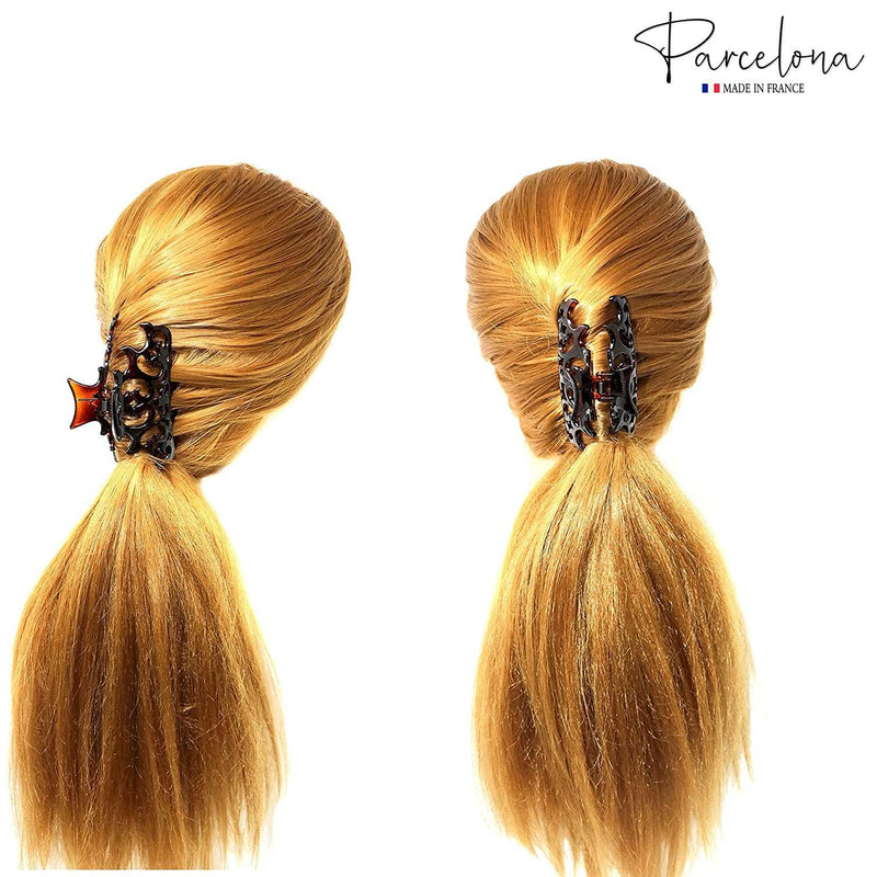 Parcelona French Beau Tortoise Shell Medium 3 1/2" Cellulose Acetate Made in France Jaw Hair Claw Clip Clutcher Clamp for Women and Girls - BeesActive Australia