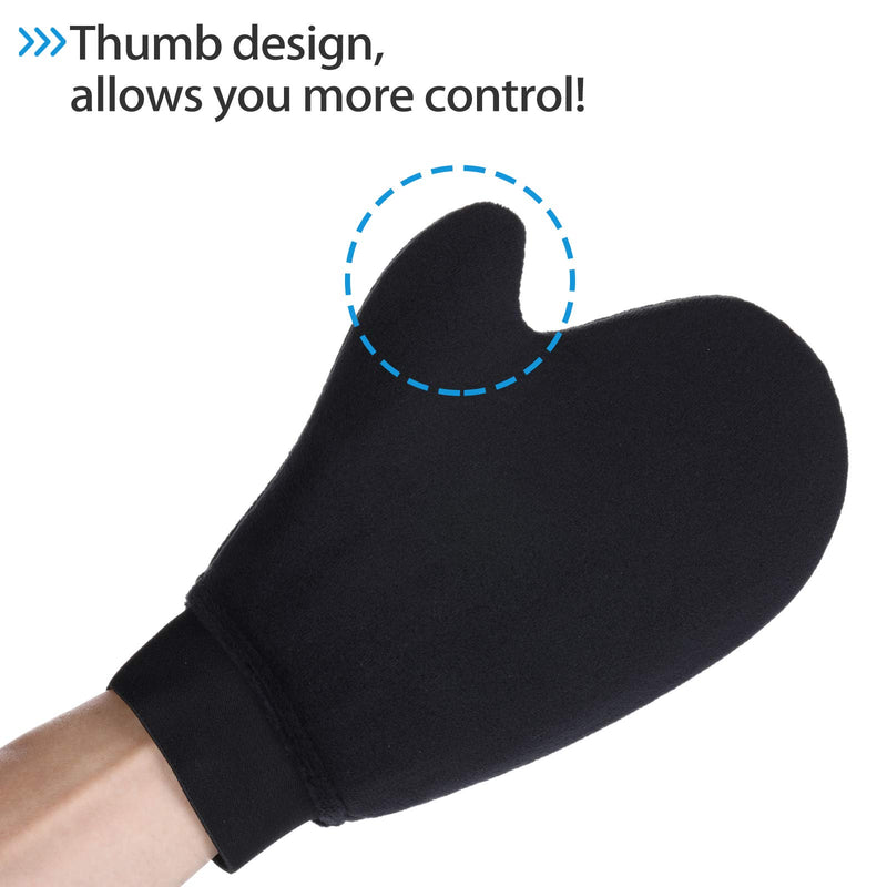 Tanning Mitts Ultra Soft Self Tanner Mitt Applicator, Thumb Sunless Tanning Mitten with Elastic Wrist and Mini Face Tanning Mit, Streak Free Reusable Tanning Glove for Self Tan Lotion Mousses, 2 Pack Black - BeesActive Australia