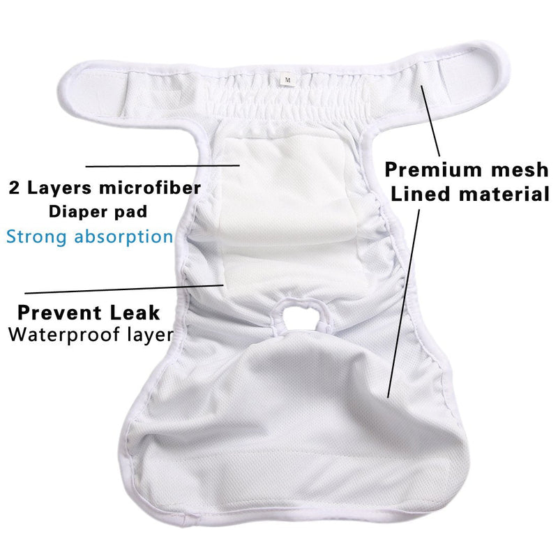 JoyDaog(3 Pack Small Dog Diapers for Female Reusable Premium Jean Puppy Wrap Large (Pack of 3) 3pcs Jeans - BeesActive Australia