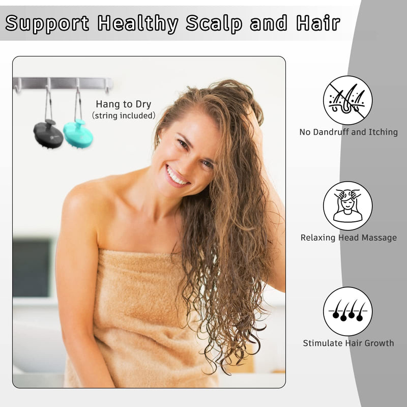 FREATECH 2-Pack Scalp Massager Shampoo Brush, Shower Hair Scrubber Scalp Exfoliator with Flexible Silicone Bristles for Dandruff Removal and Hair Growth, Wet and Dry Use for Men, Women, Kids, Pets Black & Green - BeesActive Australia