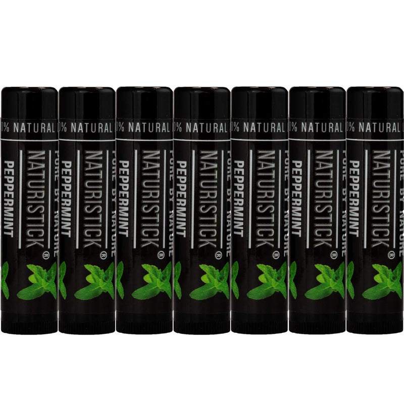 7-Pack Black Peppermint Lip Balm for Men and Women. Attractive Black Stick Gift Set by Naturistick. 100% Natural. Best Beeswax Chapstick for Healing Dry, Chapped Lips. Made in USA - BeesActive Australia