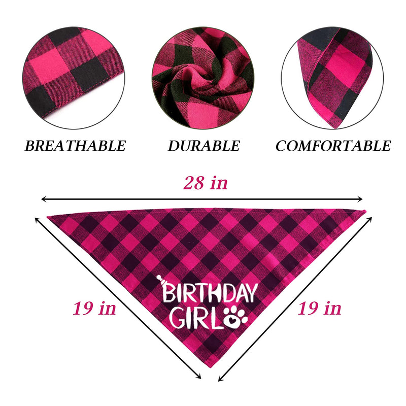STMK Dog Birthday Bandana, Dog Birthday Girl Plaid Bandana Triangle Scarf for Medium Large Dog Birthday Supplies - BeesActive Australia