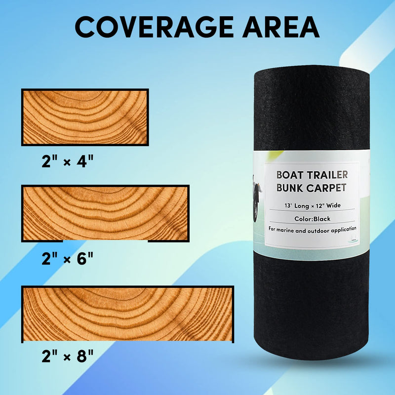 VEITHI Bunk Carpet for Boat Trailers- Boat Bunk Carpet Black 12in Wide x 13ft Long, Boat Trailer Bunk Padding for Boat Trailers or Jet Ski Ramps, 24oz Boat Trailer Bunks, Boat Trailer Bunk Carpet - BeesActive Australia