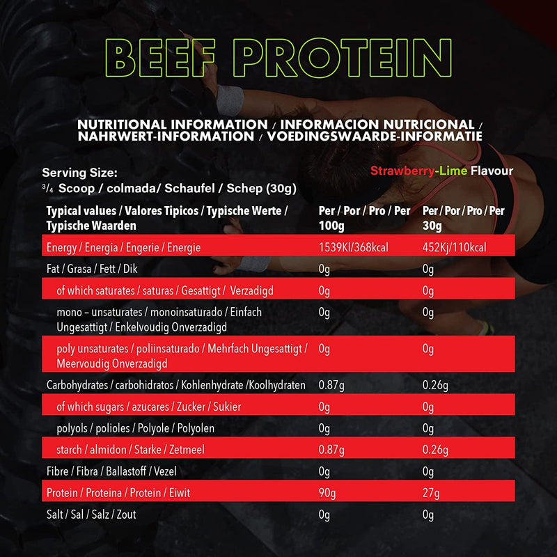 NXT Beef Protein Isolate 540g - High Protein Powder in Natural Amino Acids - Paleo, Keto Friendly - Dairy and Gluten Free | 540g (Strawberry & Lime) - BeesActive Australia