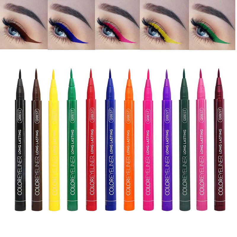 Matte Liquid Eyeliner Set, COOSA 12 Colors Waterproof Eyeliner Long Lasting Eye Liner Pen Set -12PCS 12PCS-B - BeesActive Australia