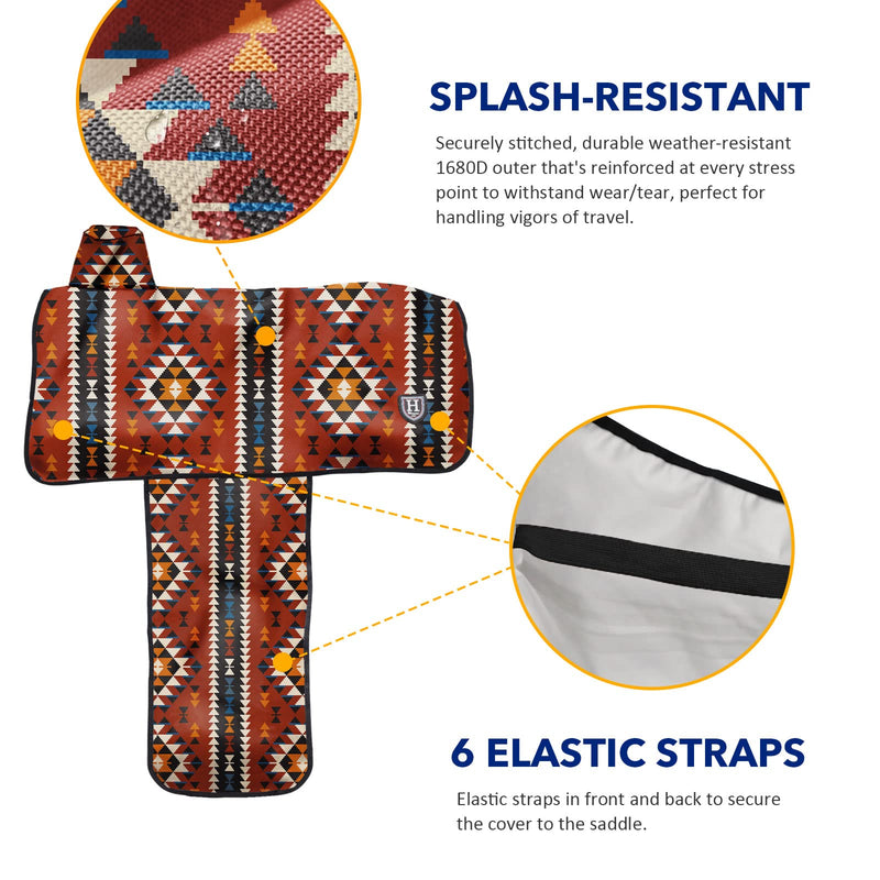 Harrison Howard Sturdy Waterproof Western Saddle Cover with Stylish Prints That Stand Out Keep Your Saddle in Pristine Condition Perfect for Showing or Riding Events Classic Indian Red - BeesActive Australia
